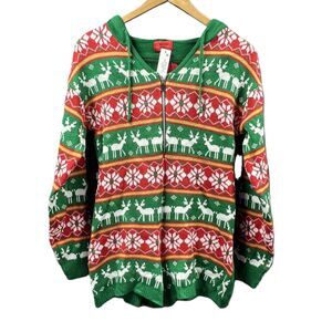 Christmas ROMPER Sweater Women Small Red Green Reindeer‎ Snowflake Party NWT